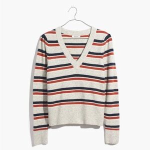 .Madewell Cream and Red Cardigan Sweater In EUC. Size Small